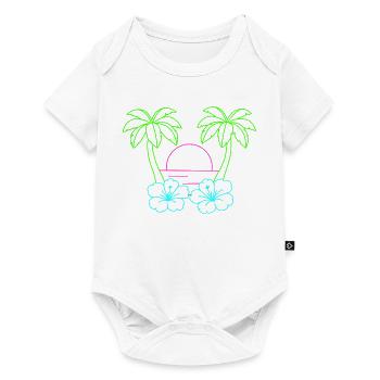Neon Tropenstrand Sonnenuntergang - Baby Premium Kurzarmbody - Weiß - Vorne