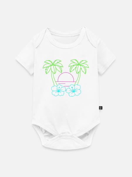 Neon Tropenstrand Sonnenuntergang - Baby Premium Kurzarmbody - Weiß
