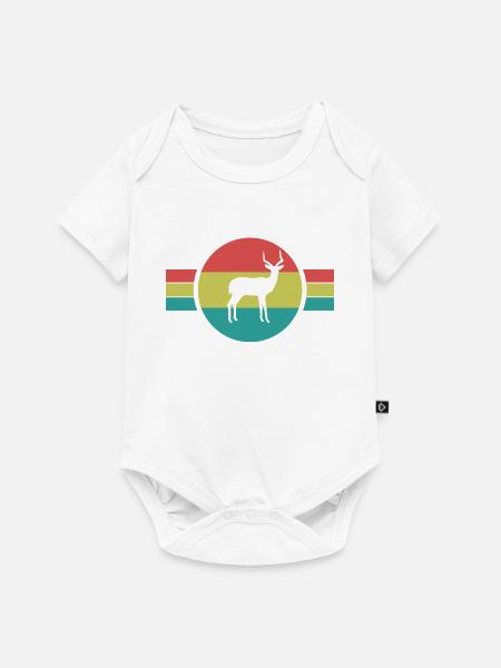 Antilope Retro Sunset – Safari Wildtier - Baby Premium Kurzarmbody - Weiß