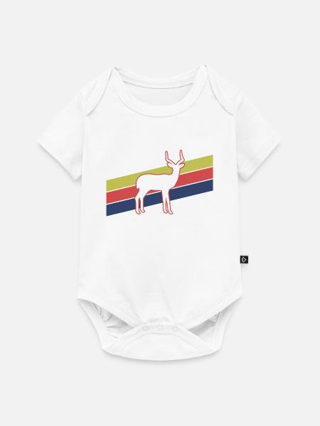 Antilope Retro Streifen – Safari Wildtier - Baby Premium Kurzarmbody - Weiß