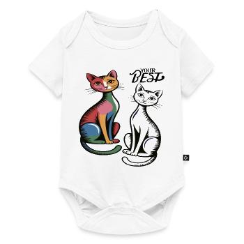 Katzenduo Pop Art  - Baby Premium Kurzarmbody - Weiß - Vorne