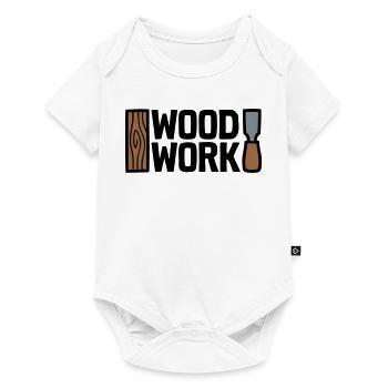 Wood Work Schriftzug Logo - Baby Premium Kurzarmbody - Weiß - Vorne