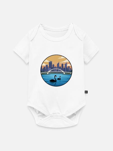 Perth Australien Swan River Skyline-Aufkleber - Baby Premium Kurzarmbody - Weiß
