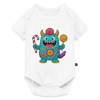 Niedliches Suessigkeiten Monster - Baby Premium Kurzarmbody - Weiß - Vorne
