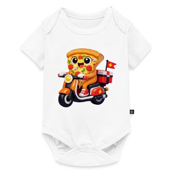 Pizza Hero auf Lieferfahrrad - Baby Premium Kurzarmbody - Weiß - Vorne