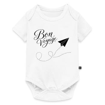 Bon Voyage gute Reise Papierzug Flugzeug France - Baby Premium Kurzarmbody - Weiß - Vorne