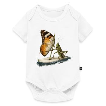 Grashüpfer auf Surfbrett mit Schmetterling Segel - Baby Premium Kurzarmbody - Weiß - Vorne
