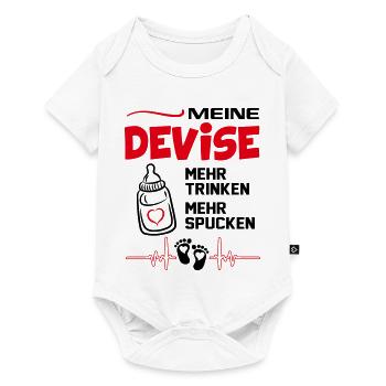 Mehr trinken Mehr spucken Babysprüche Milch Milk - Baby Premium Kurzarmbody - Weiß - Vorne