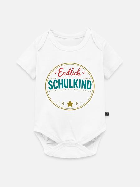 Endlich Schulkind Badge - Baby Premium Kurzarmbody - Weiß