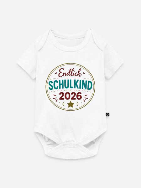 Endlich Schulkind 2026 - Baby Premium Kurzarmbody - Weiß