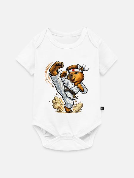 Süßes Capybara macht Karate - Baby Premium Kurzarmbody - Weiß