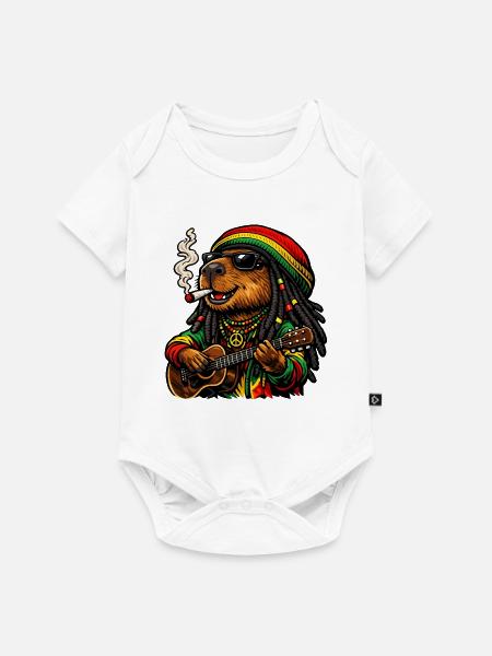 Süßes Capybara im Rastafari Stil - Baby Premium Kurzarmbody - Weiß