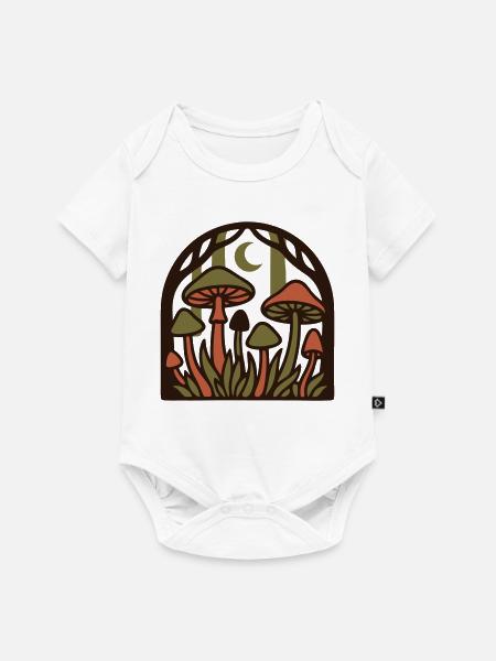 Wald Pilze Nacht Abzeichen - Baby Premium Kurzarmbody - Weiß
