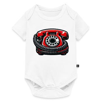 Roter Retro Telefon Illustration - Baby Premium Kurzarmbody - Weiß - Vorne