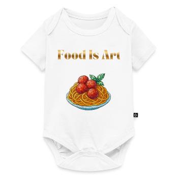 Food Is Art ... Spaghetti mit Fleischbällchen - Baby Premium Kurzarmbody - Weiß - Vorne