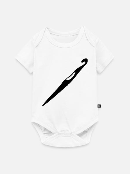 Häkeln Häkelnadel Geschenk - Baby Premium Kurzarmbody - Weiß