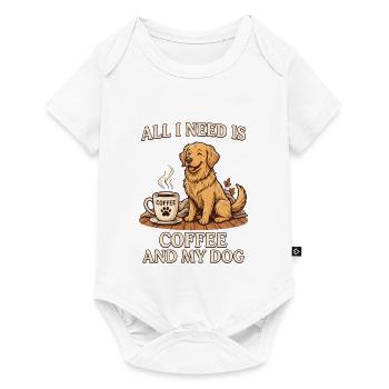 Alles, was ich brauche, ist Kaffee und mein Hund - Baby Premium Kurzarmbody - Weiß - Vorne
