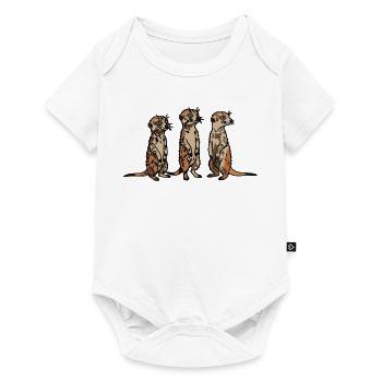 Niedliches, handgezeichnetes Erdmännchen-Trio-Design - Baby Premium Kurzarmbody - Weiß - Vorne