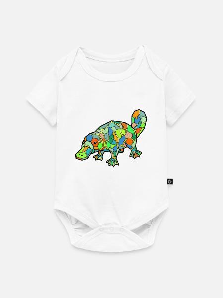 Mosaik Schnabeltier Regenbogenstil - Baby Premium Kurzarmbody - Weiß