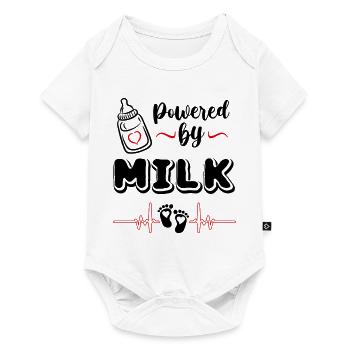 Powered by Milk Babysprüche Milch - Baby Premium Kurzarmbody - Weiß - Vorne
