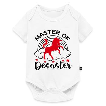 Einhorn Master Of Desaster Babysprüche - Baby Premium Kurzarmbody - Weiß - Vorne