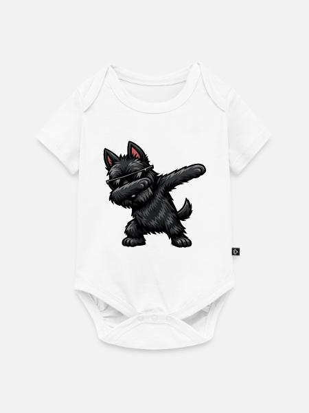 Dabbing Scottish Terrier im Comic Stil - Baby Premium Kurzarmbody - Weiß