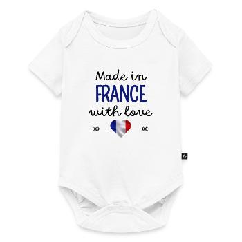 Made in France with Love – Babykleidung - Baby Premium Kurzarmbody - Weiß - Vorne