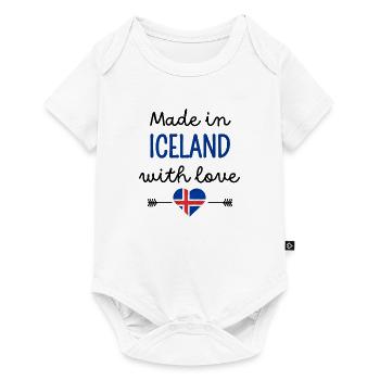 Made in Iceland with Love – Babykleidung - Baby Premium Kurzarmbody - Weiß - Vorne