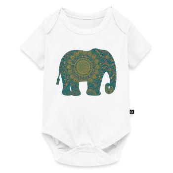 Mandala Elefant Muster in Teal - Baby Premium Kurzarmbody - Weiß - Vorne