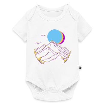 Neon Mountains Moon Sun Geometric Peaks - Baby Premium short-sleeve bodysuit - white - Front
