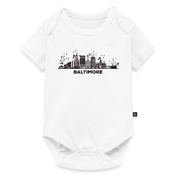 Baltimorean Watercolor Skyline Baltimore - Baby Premium Kurzarmbody - Weiß - Vorne