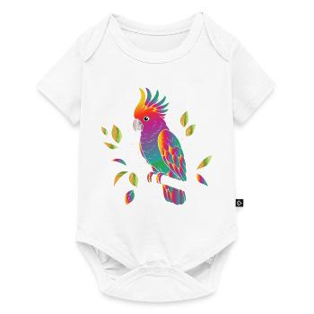 Regenbogen Kakadu Cartoon Design - Baby Premium Kurzarmbody - Weiß - Vorne
