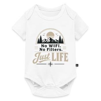 Kein WLAN Keine Filter Nur Leben | Outdoor-Design - Baby Premium Kurzarmbody - Weiß - Vorne