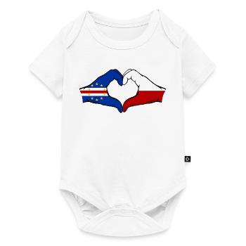 Drapeau du Cap-Vert Pologne Mains en forme de cœur - Body à manches courtes Premium Bébé - blanc - Devant