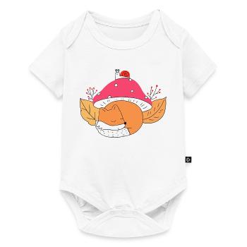 Süßer Fuchs schläft unter Pilz Herbst - Baby Premium Kurzarmbody - Weiß - Vorne