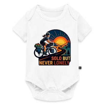 Solo, aber niemals einsame Radfahrerkunst - Baby Premium Kurzarmbody - Weiß - Vorne
