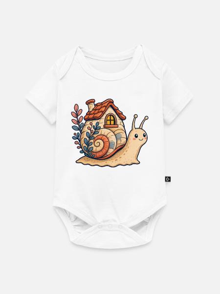 Schneckenhaus Illustration - Baby Premium Kurzarmbody - Weiß