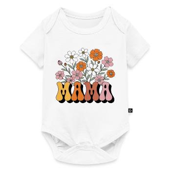 Mama Retro Blumen Groovy - Baby Premium Kurzarmbody - Weiß - Vorne