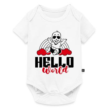 Hello World Hallo Welt Babysprüche Regenbogen - Baby Premium Kurzarmbody - Weiß - Vorne