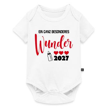 Ein Wunder 2027 Babysprüche Herz Milchflasche - Baby Premium Kurzarmbody - Weiß - Vorne