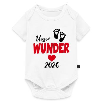Unser Wunder 2026 Babysprüche Herz Klein - Baby Premium Kurzarmbody - Weiß - Vorne