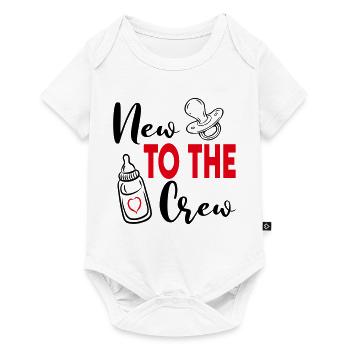 New to the Crew Babysprüche Nuckel Milchflasche - Baby Premium Kurzarmbody - Weiß - Vorne