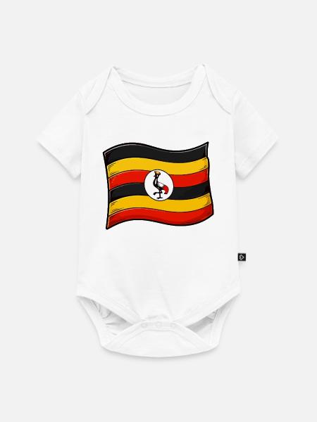 Uganda Flaggenkunst mit Kran - Baby Premium Kurzarmbody - Weiß