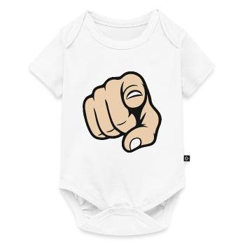 Aufkleber-Design mit dem Finger auf deine Geste - Baby Premium Kurzarmbody - Weiß - Vorne