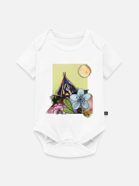 Camping im Zelt - Baby Premium Kurzarmbody - Weiß