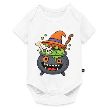 Monstre du Chaudron d’Halloween mignon - Body à manches courtes Premium Bébé - blanc - Devant