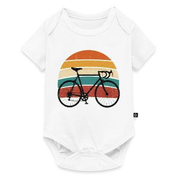 Retro-Fahrrad auf bunter Schleife - Baby Premium Kurzarmbody - Weiß - Vorne