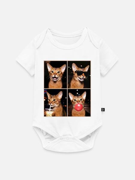 Katzen American Bobtail Katze - Baby Premium Kurzarmbody - Weiß