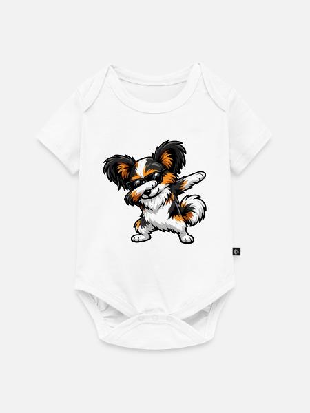 Dabbing Papillon im Comic Stil - Baby Premium Kurzarmbody - Weiß
