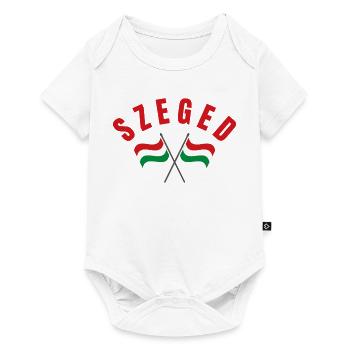 Drapeaux hongrois croisés de Szeged - Body à manches courtes Premium Bébé - blanc - Devant